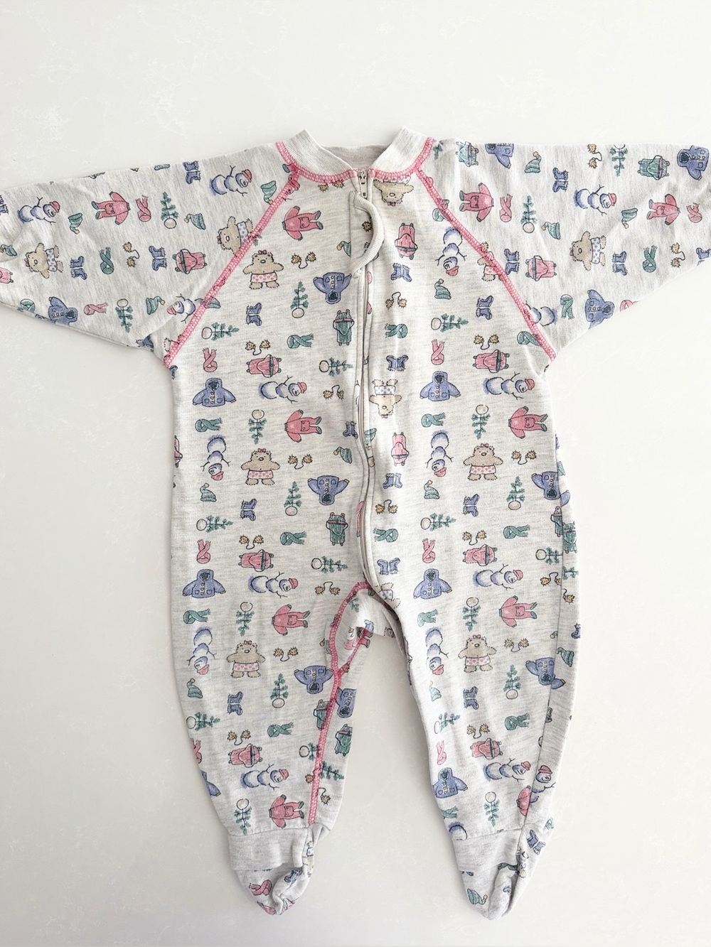 Vintage Baby Bell Winter-Themed Footed Sleeper Pajamas • Size 24M